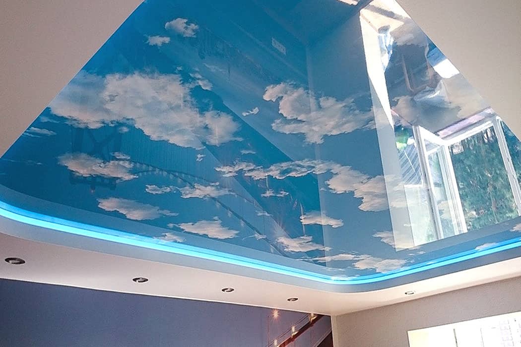 Натяжные потолки фото печать небо с облаками в Славянске-на-Кубани 